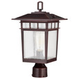 NUVO Lighting 60-5952 Cove Neck Collection Outdoor Large 16in Post Light Pole Lantern, Rustic Bronze Finish with Clear Seeded Glass