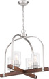 NUVO Lighting NUV-60-6966 Arabel - 4 Light - Chandelier - Brushed Nickel and Nutmeg Wood Finish with Clear Seeded Glass