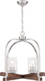 NUVO Lighting NUV-60-6966 Arabel - 4 Light - Chandelier - Brushed Nickel and Nutmeg Wood Finish with Clear Seeded Glass