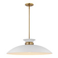 NUVO Lighting 60-7465 Perkins, 1-Light, Large Pendant, Matte White with Burnished Brass
