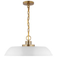NUVO Lighting 60-7483 Colony, 1-Light, Medium Pendant, Matte White with Burnished Brass