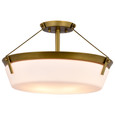 NUVO Lighting 60-7752 Rowen 4-Light Semi Flush, Natural Brass Finish, Etched White Glass
