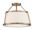 NUVO Lighting 60-6997 Cutty, 3 Light, Semi-Flush Fixture, Burnished Brass Finish with White Fabric Shade