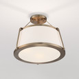 NUVO Lighting 60-6997 Cutty, 3 Light, Semi-Flush Fixture, Burnished Brass Finish with White Fabric Shade