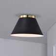 NUVO Lighting 60-7417 Dover, 3 Light, Small Flush Mount, Black with Vintage Brass