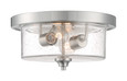 NUVO Lighting 60-7190 Bransel, 2 Light, Flush Mount Fixture, Brushed Nickel Finish with Clear Seeded Glass