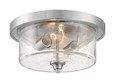 NUVO Lighting NUV-60-7190 Bransel - 2 Light - Flush Mount Fixture - Brushed Nickel Finish with Clear Seeded Glass