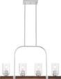 NUVO Lighting 60-6967 Arabel, 4-Light, Island Pendant Fixture, Brushed Nickel and Nutmeg Wood Finish with Clear Seeded Glass