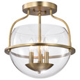 NUVO Lighting NUV-60-7821 Amado 3 Light Semi Flush Mount - Vintage Brass Finish - Clear Glass