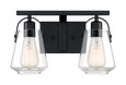 NUVO Lighting 60-7102 Skybridge, 2 Light, Vanity Fixture, Matte Black Finish with Clear Glass