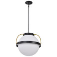 NUVO Lighting 60-7774 Lakeshore 1-Light Medium Pendant, Matte Black & Natural Brass Finish, White Opal Glass