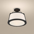 NUVO Lighting 60-6998 Cutty, 3 Light, Semi-Flush Fixture, Matte Black Finish with White Fabric Shade