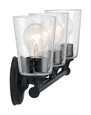 NUVO Lighting 60-7283 Bransel, 3 Light, Vanity Fixture, Matte Black Finish with Clear Seeded Glass