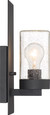 NUVO Lighting 60-6579 Indie, 1-Light, Small Wall Sconce, Textured Black Finish with Clear Seeded Glass