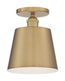 NUVO Lighting 60-7321 Motif, 1-Light, 7in, Semi-Flush Brushed Brass with White Accent