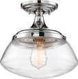 NUVO Lighting 60-6798 Kew, 1-Light, Semi-Flush Fixture, Polished Nickel Finish with Clear Glass