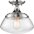 NUVO Lighting 60-6798 Kew, 1-Light, Semi-Flush Fixture, Polished Nickel Finish with Clear Glass
