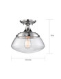 NUVO Lighting 60-6798 Kew, 1-Light, Semi-Flush Fixture, Polished Nickel Finish with Clear Glass