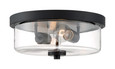 NUVO Lighting 60-7268 Sommerset, 2 Light, Flush Mount Fixture, Matte Black Finish with Clear Glass