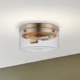 NUVO Lighting 60-7537 Intersection, Medium Flush Mount Fixture, Burnished Brass with Clear Glass