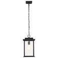 NUVO Lighting 60-7377 Sullivan Collection Outdoor 16in Hanging Light, Matte Black Finish with Clear Seeded Glass