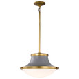 NUVO Lighting 60-7918 Lafayette 3 Light Pendant, 18in, Gray Finish with Natural Brass Accents and White Opal Glass