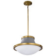 NUVO Lighting 60-7918 Lafayette 3 Light Pendant, 18in, Gray Finish with Natural Brass Accents and White Opal Glass