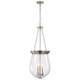 NUVO Lighting 60-7805 Boliver 3 Light Pendant, 14in, Brushed Nickel Finish, Clear Seeded Glass