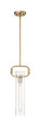 NUVO Lighting 60-7143 Teresa, 1-Light, Cylinder Pendant Fixture, Burnished Brass Finish with Clear Glass