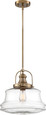 NUVO Lighting 60-6757 Basel, 1-Light, Pendant Fixture, Burnished Brass Finish with Clear Glass