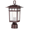 NUVO Lighting 60-5955 Cove Neck Collection Outdoor Medium 14in Post Light Pole Lantern, Rustic Bronze Finish with Clear Seeded Glass