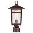 NUVO Lighting 60-5955 Cove Neck Collection Outdoor Medium 14in Post Light Pole Lantern, Rustic Bronze Finish with Clear Seeded Glass