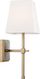 NUVO Lighting 60-6707 Highline, 1-Light, Vanity, Burnished Brass Finish with White Linen Shade