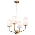 NUVO Lighting NUV-60-7884 Cordello 4 Light Chandelier - Vintage Brass Finish - Etched White Opal Glass