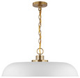 NUVO Lighting 60-7486 Colony, 1-Light, Large Pendant, Matte White with Burnished Brass