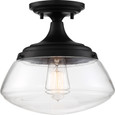 NUVO Lighting 60-6799 Kew, 1-Light, Semi-Flush Fixture, Aged Bronze Finish with Clear Glass