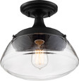 NUVO Lighting 60-6799 Kew, 1-Light, Semi-Flush Fixture, Aged Bronze Finish with Clear Glass
