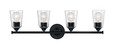 NUVO Lighting 60-7284 Bransel, 4-Light, Vanity Fixture, Matte Black Finish with Clear Seeded Glass