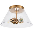 NUVO Lighting 60-7419 Dover, 3 Light, Small Flush Mount, Vintage Brass with Clear Glass