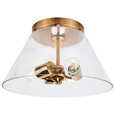 NUVO Lighting 60-7419 Dover, 3 Light, Small Flush Mount, Vintage Brass with Clear Glass