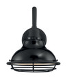 NUVO Lighting 60-7001 Newbridge, 1-Light, Small Outdoor Wall Sconce Fixture, Gloss Black Finish with Silver and Textured Black Accents