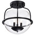 NUVO Lighting 60-7823 Amado 3 Light Semi Flush Mount, Matte Black Finish, Clear Glass