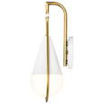 NUVO Lighting 60-7921 Admiral 1-Light Wall Sconce, Matte White and Natural Brass Finish, White Opal Glass