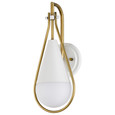 NUVO Lighting 60-7921 Admiral 1-Light Wall Sconce, Matte White and Natural Brass Finish, White Opal Glass