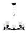 NUVO Lighting NUV-60-7285 Bransel - 5 Light - Chandelier Fixture - Matte Black Finish with Clear Seeded Glass