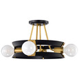 NUVO Lighting 60-7866 Marsden 4-Light Semi Flush, Matte Black and Natural Brass Finish