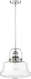 NUVO Lighting 60-6758 Basel, 1-Light, Pendant Fixture, Polished Nickel Finish with Clear Glass