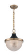 NUVO Lighting 60-7060 Faro, 1-Light, Large Pendant Fixture, Burnished Brass Finish with Black Accents, Clear Prismatic Glass