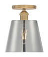 NUVO Lighting 60-7323 Motif, 1-Light, 7in, Semi-Flush Brushed Brass with Smoked Glass