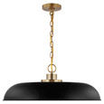 NUVO Lighting 60-7487 Colony, 1-Light, Large Pendant, Matte Black with Burnished Brass